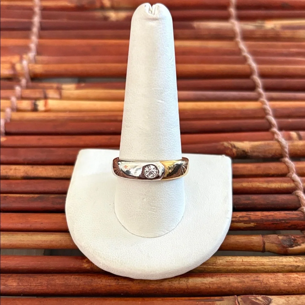 Men's Silver & Gold Tone Band Ring Size 10.5